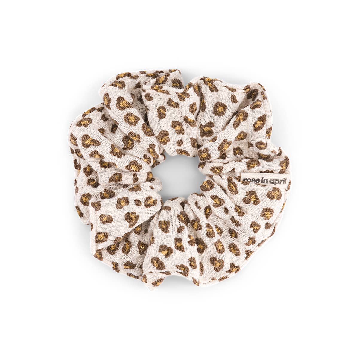 Mini Leo-Print Haargummi Greige