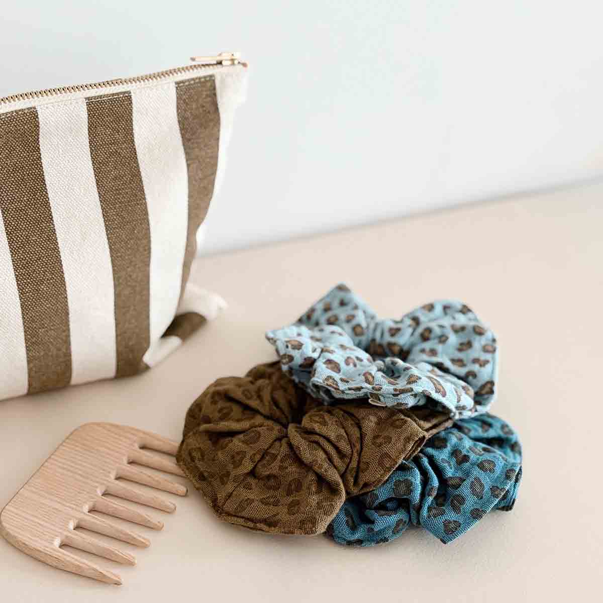 Mini  Leopad / Blau Jeans Haargummi