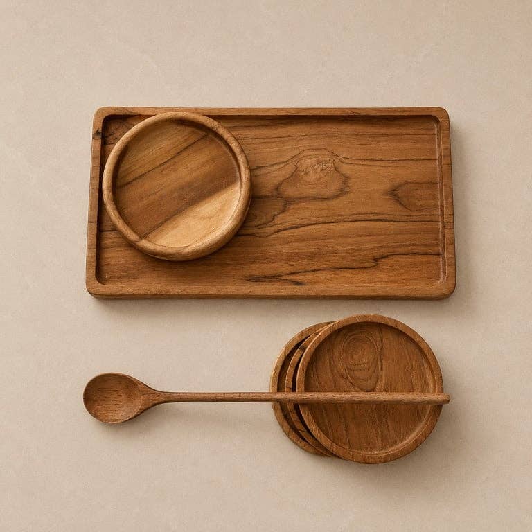 Teak-Untersetzer niedrig