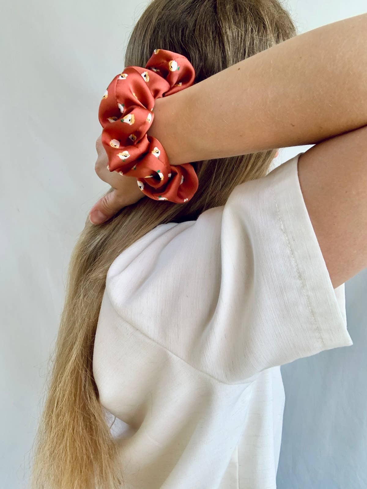 Scrunchie - Rust Flower - Recycelt