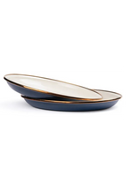 ENAMEL 2-TONE SALAD PLATE SET INDIGO BLUE