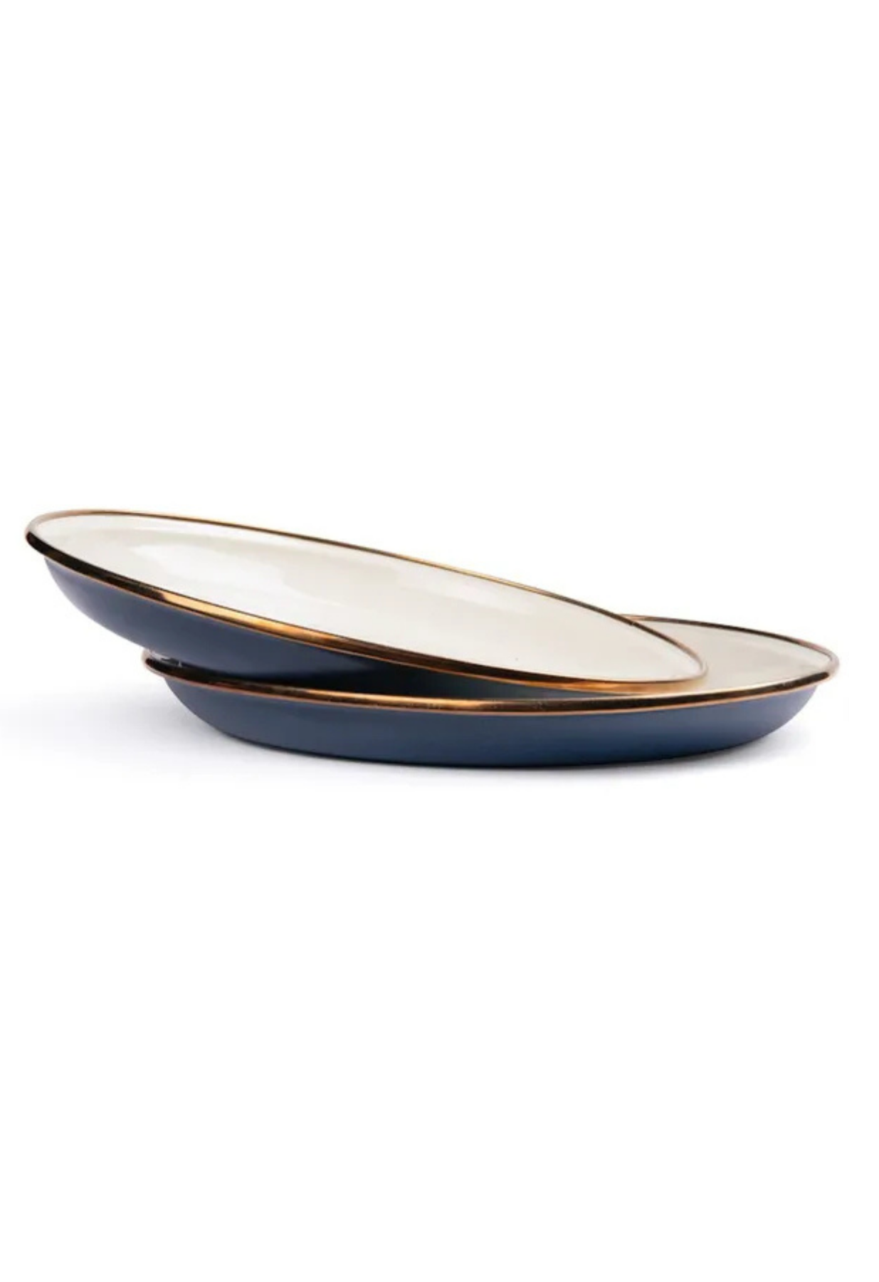 ENAMEL 2-TONE SALAD PLATE SET INDIGO BLUE