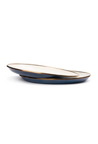 ENAMEL 2-TONE DEEP PLATE SET INDIGO BLUE