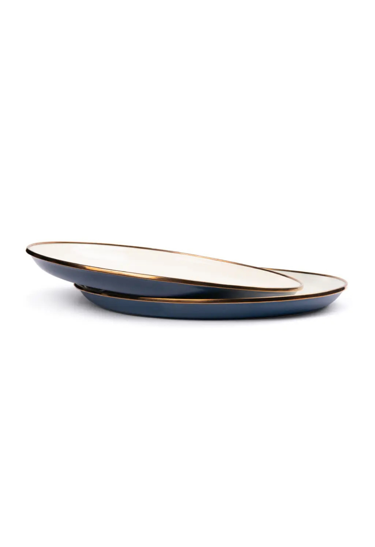 ENAMEL 2-TONE DEEP PLATE SET INDIGO BLUE