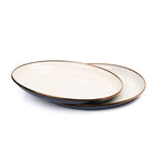 ENAMEL 2-TONE DEEP PLATE SET INDIGO BLUE