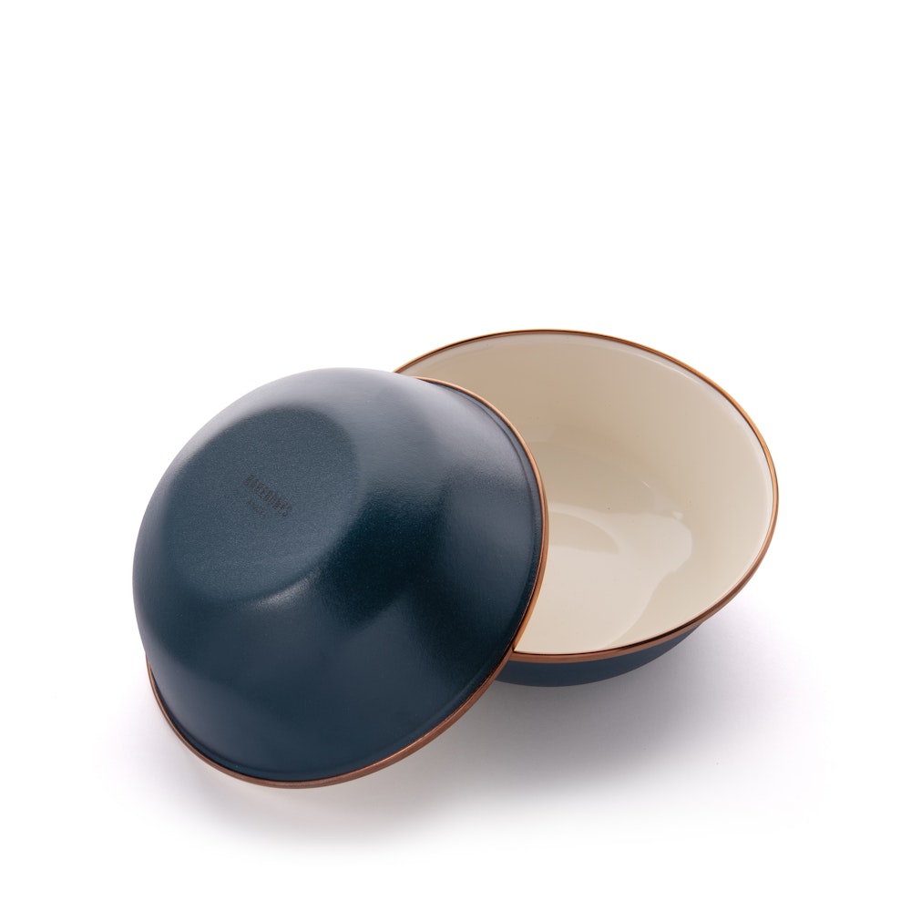 ENAMEL 2-TONE BOWL SET INDIGO BLUE