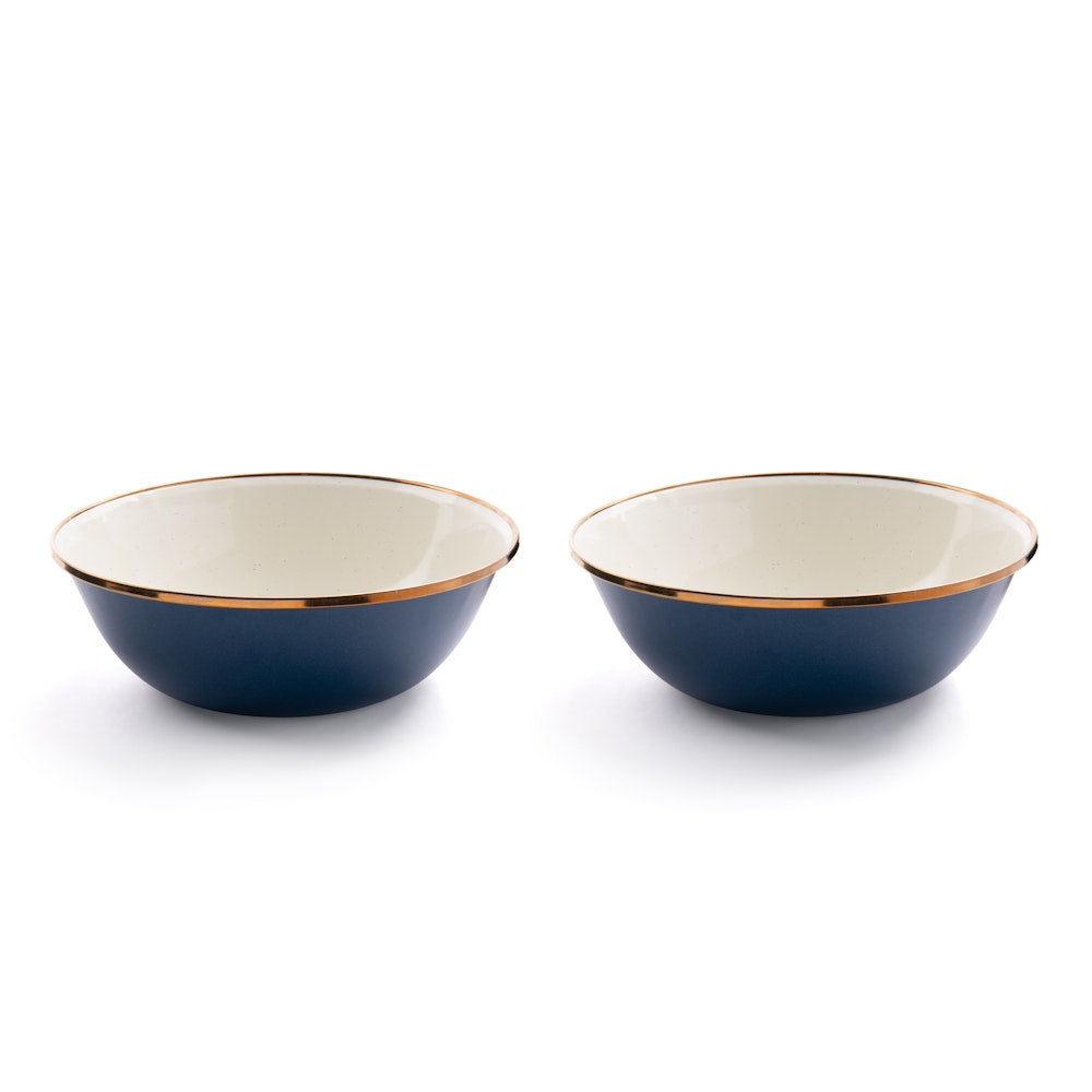 ENAMEL 2-TONE BOWL SET INDIGO BLUE