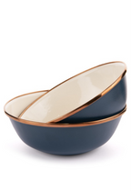 ENAMEL 2-TONE BOWL SET INDIGO BLUE
