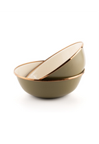 ENAMEL 2-TONE BOWL SET OLIVE