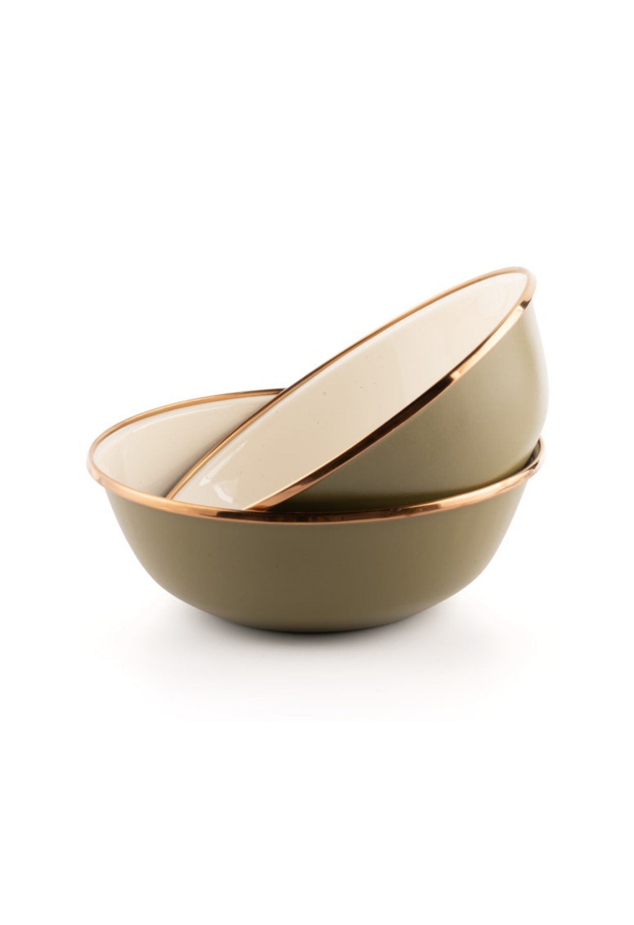 ENAMEL 2-TONE BOWL SET OLIVE