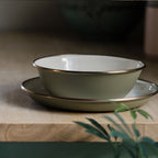 ENAMEL 2-TONE BOWL SET OLIVE