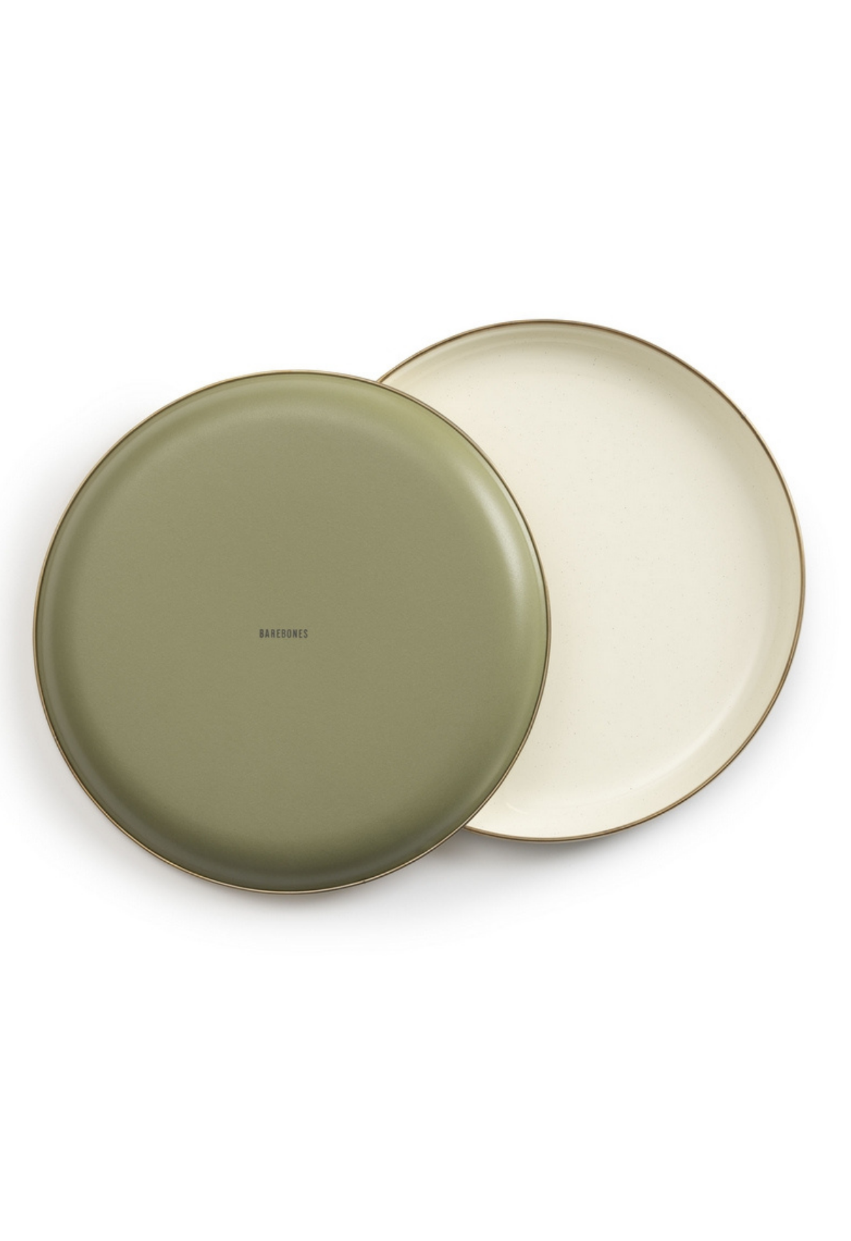 ENAMEL 2-TONE DEEP PLATE SET OLIVE