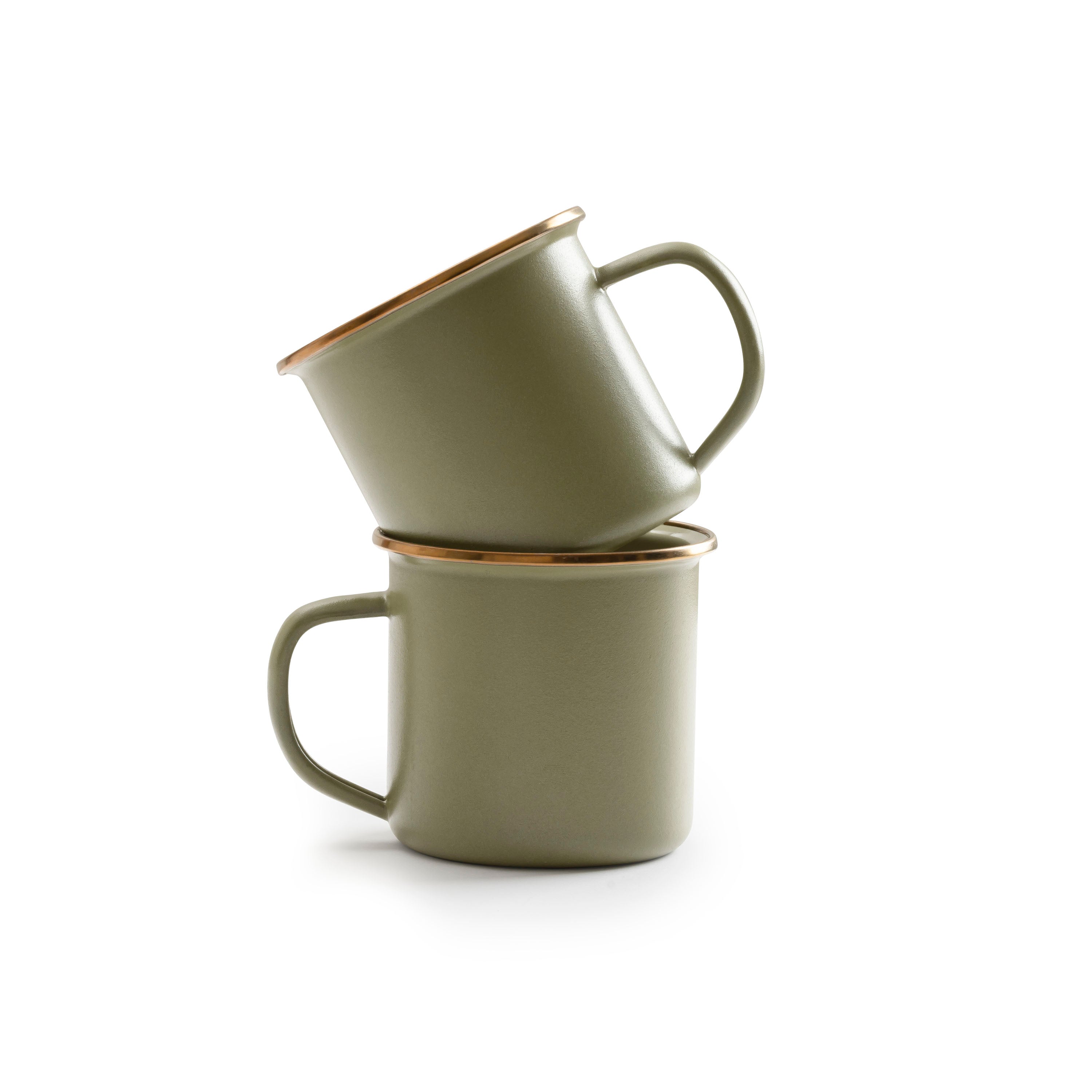 ENAMEL 2-TONE MUG SET - OLIVE