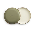 ENAMEL 2-TONE SALAD PLATE SET OLIVE