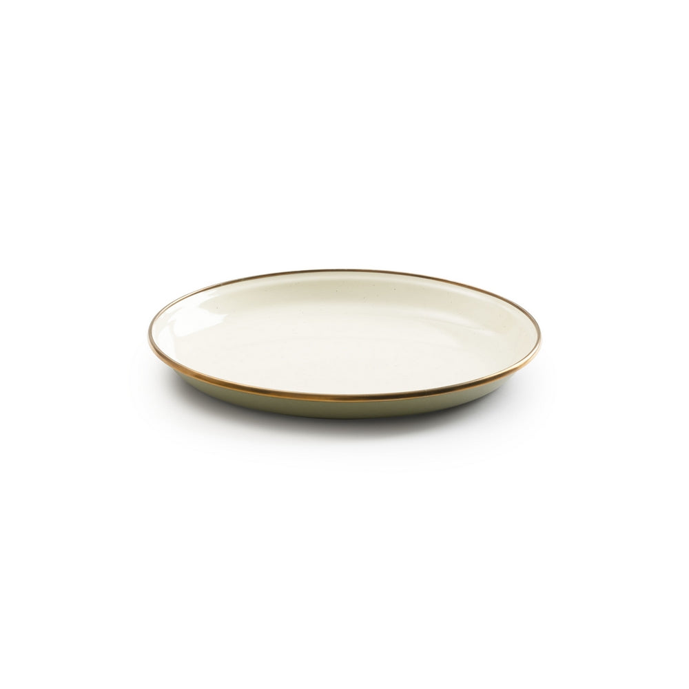 ENAMEL 2-TONE SALAD PLATE SET OLIVE