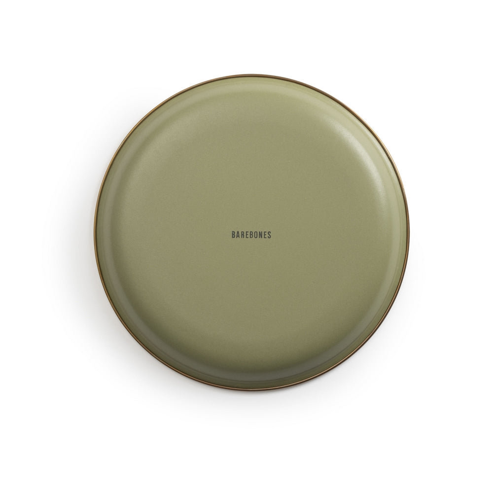 ENAMEL 2-TONE SALAD PLATE SET OLIVE