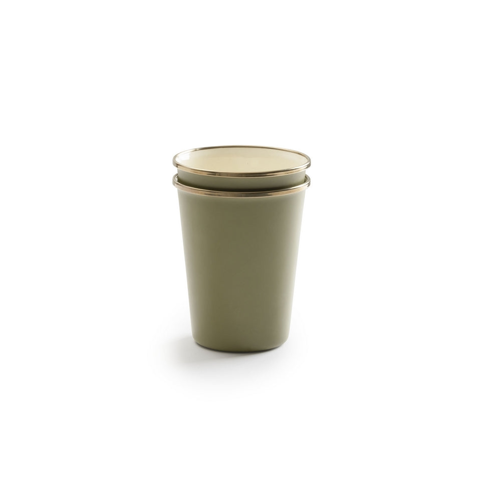 ENAMEL 2-TONE TALL CUP SET OLIVE