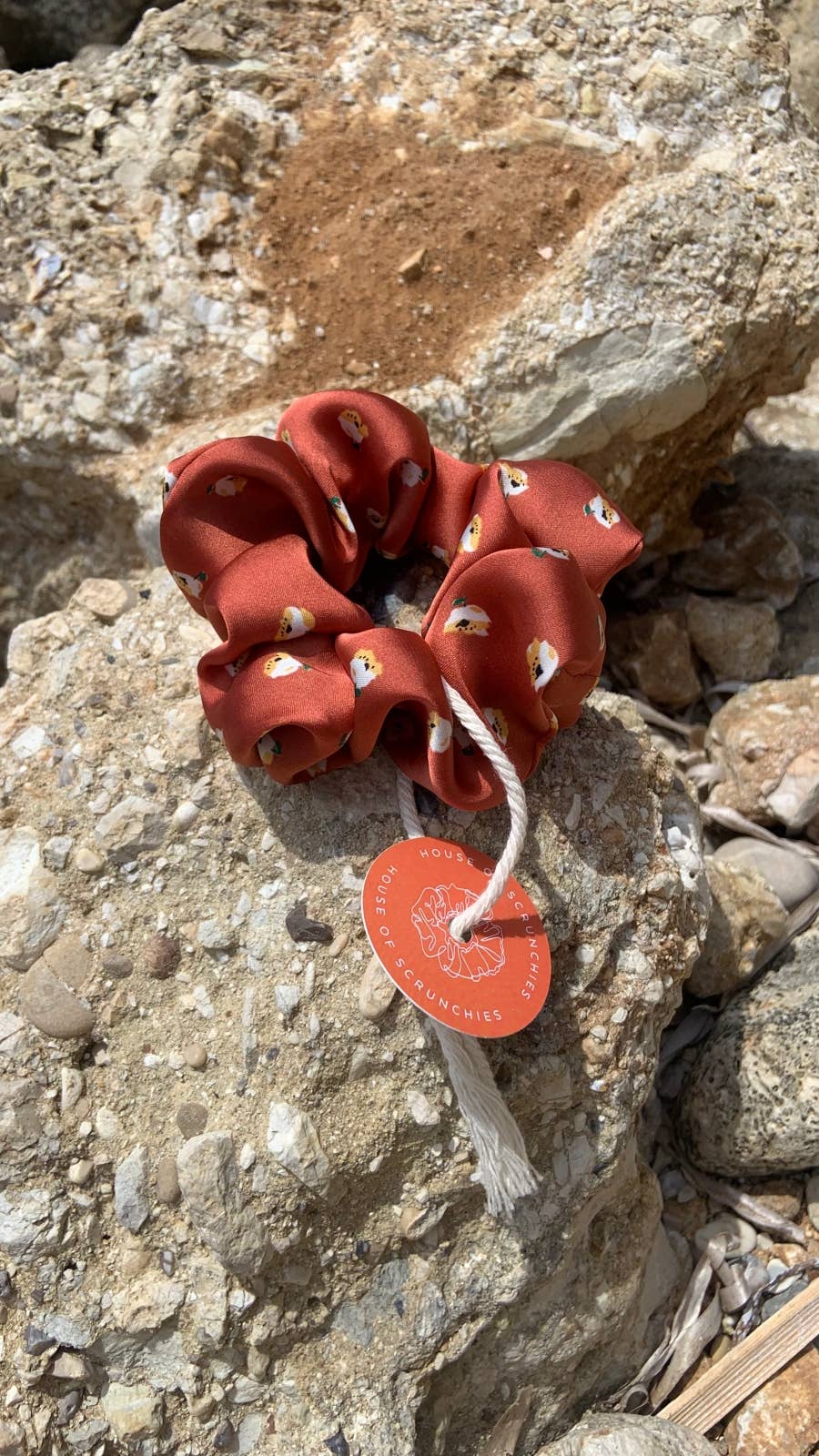 Scrunchie - Rust Flower - Recycelt